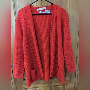 1960s Vintage Red Cardigan by Bams Knits San Francisco.